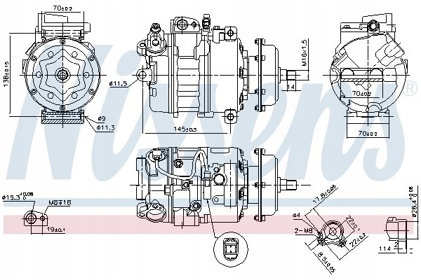 Compressor air conditioning NISSENS 890635 Part manufacturer Nissens
