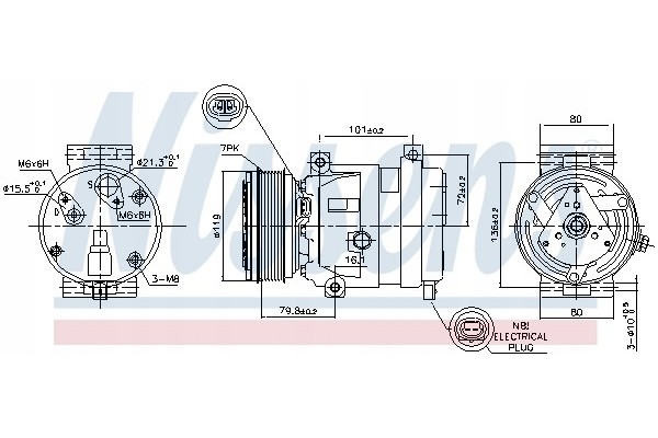 Compressor air conditioning NISSENS 89267 Part manufacturer Nissens