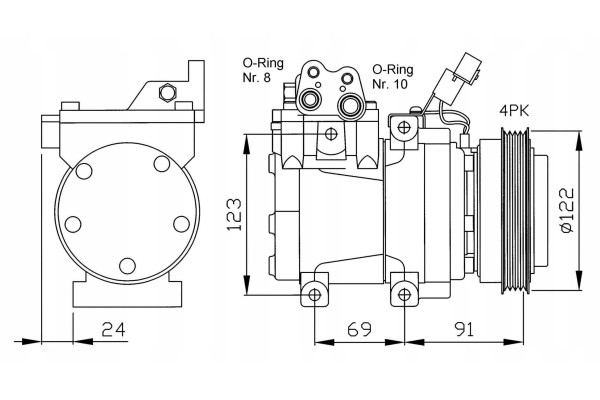 AIR CONDITIONING COMPRESSOR HALL TYPE HY COUPE 01 09 TUCSON 04 10 SPORTAGE 04 Part manufacturer NRF
