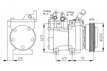 AIR CONDITIONING COMPRESSOR HALL TYPE HY COUPE 01 09 TUCSON 04 10 SPORTAGE 04 Part manufacturer NRF