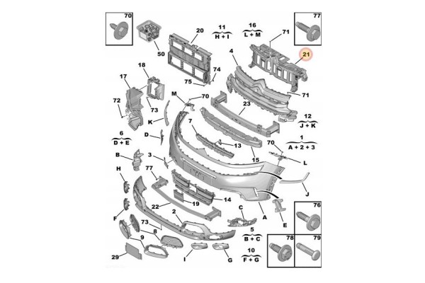 CITROEN C5 AIRCROSS UPPER BUMPER REINFORCEMENT BRACKET 98173521XT Car type cargo vans passenger cars