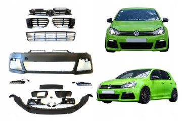 Front Bumper Set Grille Led R20 R Look Tuning Vw Golf VI 6 5k 5k0 Color silver