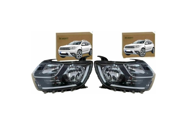 DASH DUSTER 2017 HEADLIGHTS FRONT LAMPS RIGHT LEFT SET H1 H7
