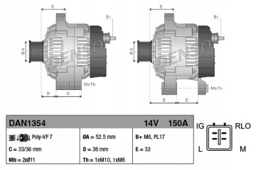 Alternator DENSO DAN1354 Part manufacturer Denso