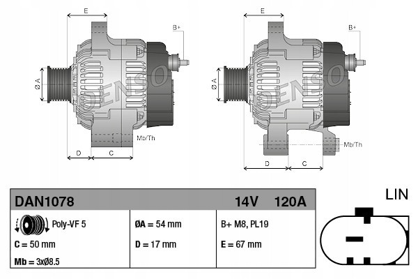 DENSO DAN1078 alternator Car type passenger cars