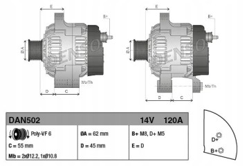 ALTERNATOR DAN502 DENSO Car type cargo vans passenger cars