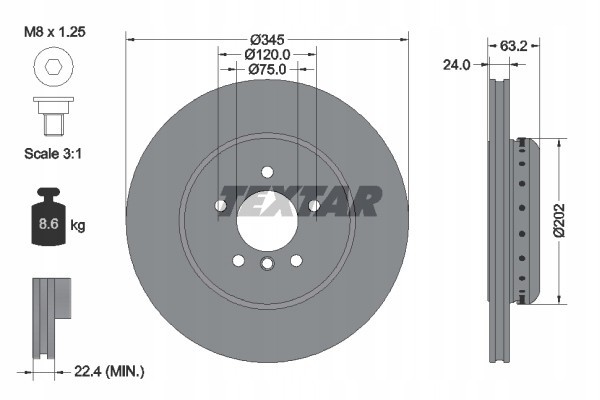 92182525 TEXTAR BRAKE DISC BMW T 5 6 3 0 4 8 02 10 Number of discs offered 1