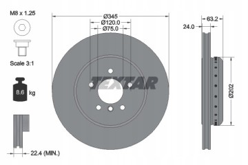 92182525 TEXTAR BRAKE DISC BMW T 5 6 3 0 4 8 02 10 Number of discs offered 1