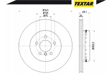 92253925 TEXTAR BRAKE DISC BMW T 5 6 7 10 Installation side rear