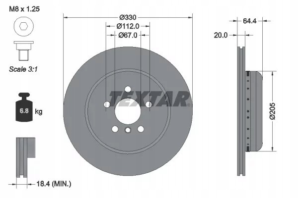 TEXTAR 92305025 BRAKE DISC BMW T 2 3 4 5 6 7 X3 X4 X5 Z4 1 6 3 0 16 LE