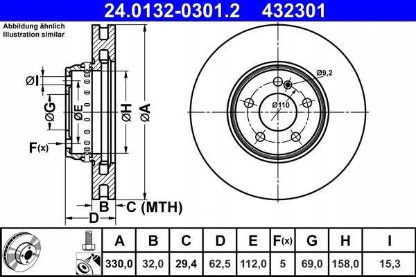 Brake disc ATE 24 0132 0301 2 Number of discs offered 1