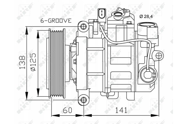 NRF AIR CONDITIONING COMPRESSOR VW A4 A5 A6 08 Compressor ID 6SEU14C