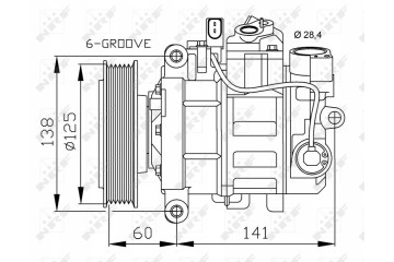 NRF AIR CONDITIONING COMPRESSOR VW A4 A5 A6 08 Compressor ID 6SEU14C