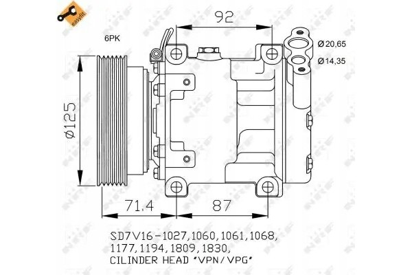 COMPRESSOR AIR CONDITIONING COMPRESSOR 32742 NRF Part manufacturer NRF