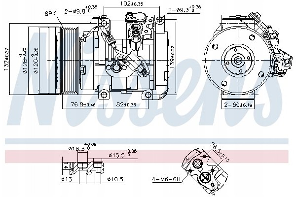 Compressor air conditioning NISSENS 890870 Part manufacturer Nissens