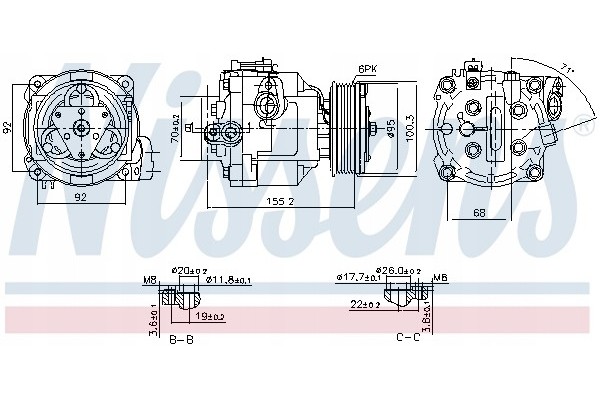 Compressor air conditioning NISSENS 890806 Part manufacturer Nissens