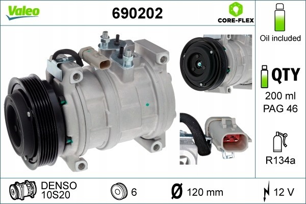 Compressor air conditioning VALEO 690202 Catalog number of substitutes ACAUTO AC 01DN062 ACAUTO AC 03XX01 ACAUTO AC 04DN01 ACAUT
