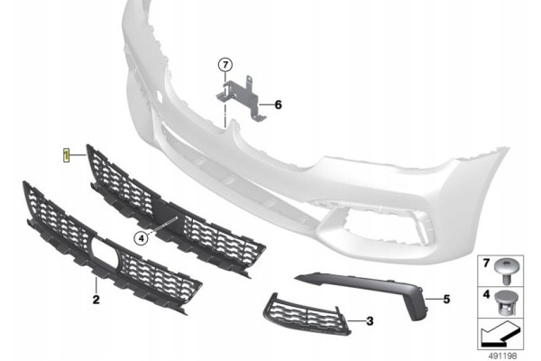 BMW grille bumper center G11 G12 Catalog number of the part 51118061124