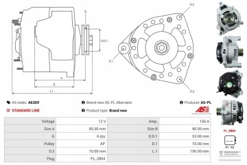 New Alternator JEEP WRANGLER III JK 3 6 V6 Catalog number of substitutes ACAUTO AC CBA1062 AD KUHNER 556708RI ANDEL ANM100404 AS