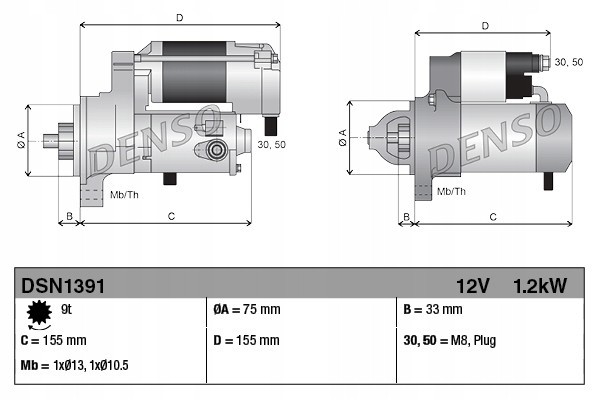 DENSO DSN1391 starter Part manufacturer Denso