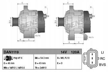 DENSO DAN1119 Alternator DAN1119 Version European