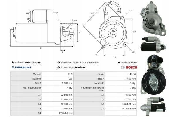 New Starter for AUDI A8 D3 4E2 4E8 6 0 W12 quattro Catalog number of substitutes ANDEL ANM99500