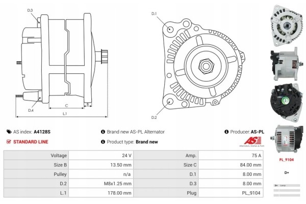 New Alternator VOGELE S1600 1 HYDREMA 926D 4 4 Quality of parts according to GVO Q original with factory logo OEM OES