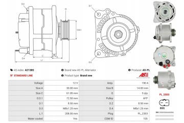 New Alternator AUDI Q7 4LB 4 2 FSI quattro Catalog number of substitutes AS PL ACH9009S