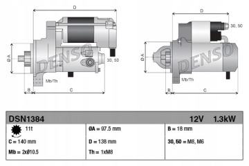 DENSO DSN1384 starter Part manufacturer Denso