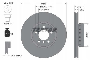 TEXTAR 92264925 BRAKE DISC BMW P 1 2 3 4 10 Disc type ventilated