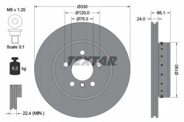 Brake disc TEXTAR 92265825 Number of discs offered 1