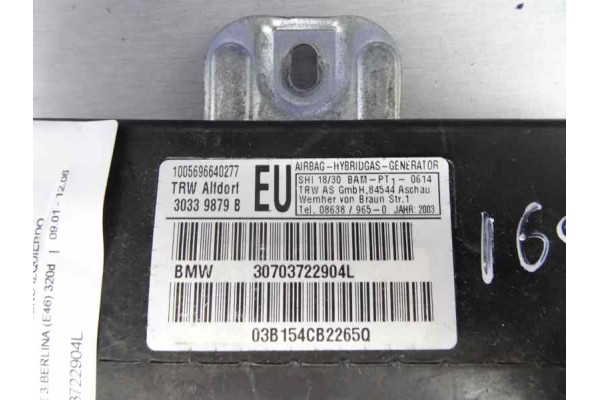 34703722904L AIRBAG LATERAL DELANTERO IZQUIERDO BMW SERIE 3 BERLINA (E46) 320d 34703722904L 169216 BMW - 2