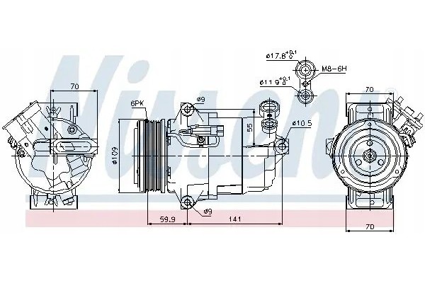 COMPRESSOR AIR CONDITIONING COMPRESSOR 89041 NISSENS Product weight with unit packaging 11 kg