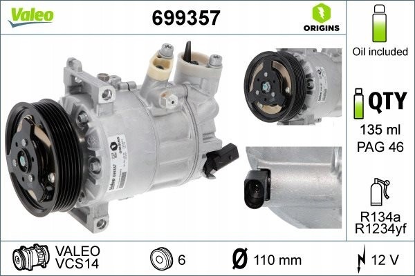 AIR CONDITIONING COMPRESSOR VW AUDI SEAT SKOD 699357 Part manufacturer no brand