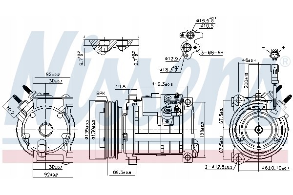 Compressor air conditioning NISSENS 890152 Part manufacturer Nissens