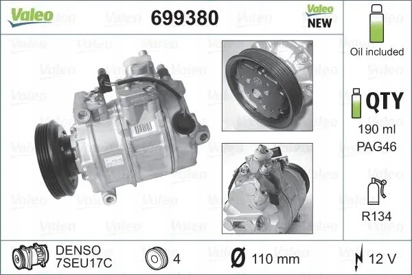 COMPRESSOR AIR CONDITIONING COMPRESSOR 699380 VALEO AUDI Packaging status original