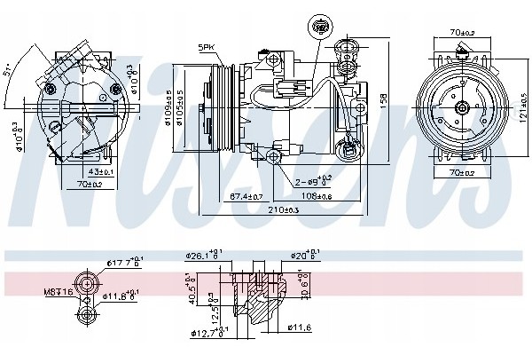 Compressor air conditioning NISSENS 89215 Part manufacturer Nissens