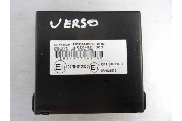 89780-0F020 CENTRALITA INMOVILIZADOR TOYOTA COROLLA VERSO (R1) 2,2 D-4D Sport 2007 89780-0F020 167636 TOYOTA - 1