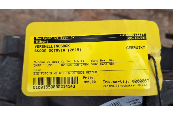 Caja de Cambios Start Stop UDM VW T-Cross Golf VII Octavia III 1.0 TSI