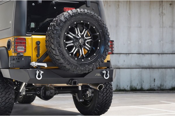 JEEP WRANGLER JK 07 18 REAR BUMPER WIDE WITH PARAMOUNT WHEEL SLING Installation side rear