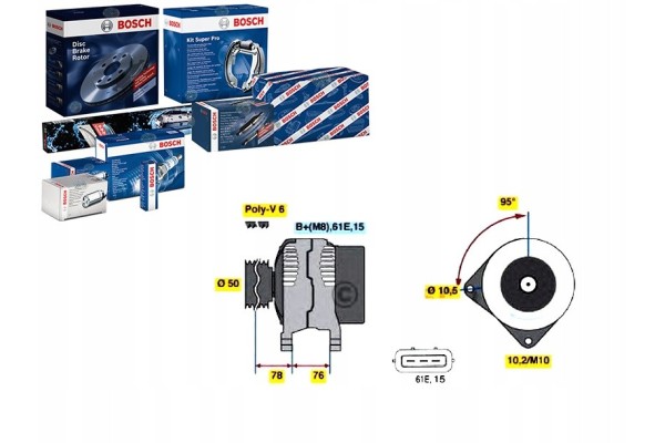 Alternator BMW 3 series 5 series x 5 with 3 BOSCH 986040390 Product weight with unit packaging 7 kg