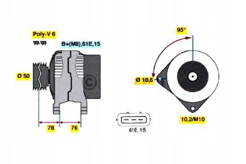 Alternator BMW 3 series 5 series x 5 with 3 BOSCH 986040390 Catalog number of the original BMW 12 31 1 432 976 BMW 12 31 1 432 9