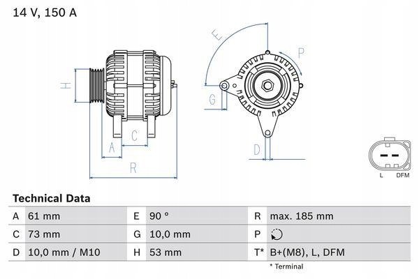 BOSCH 0 986 048 921 ALTERNATOR Catalog number of the part 0 986 048 921
