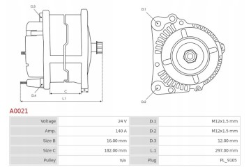 New Alternator MERCEDES BENZ TRUCKS BUSES O 404 11 0 Catalog number of the original DAF 1254010