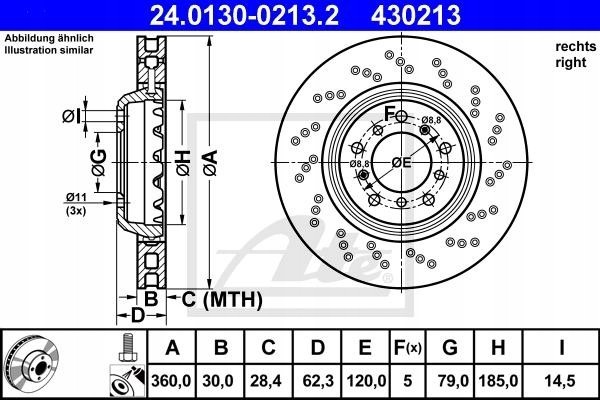 Brake disc ATE 24 0130 0213 2 Number of discs offered 1
