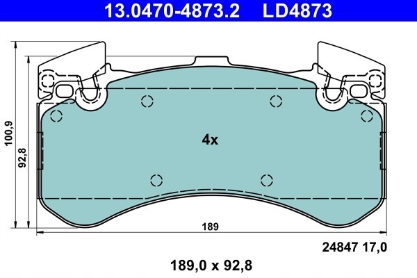 Brake pad set disc brakes ATE 13 0470 4873 2 Part manufacturer ATE