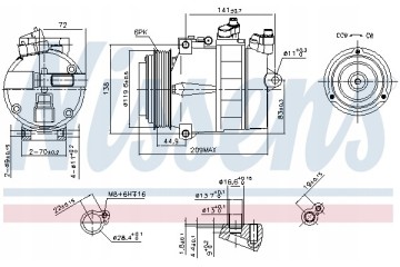 Compressor air conditioning NISSENS 89022 Part manufacturer Nissens