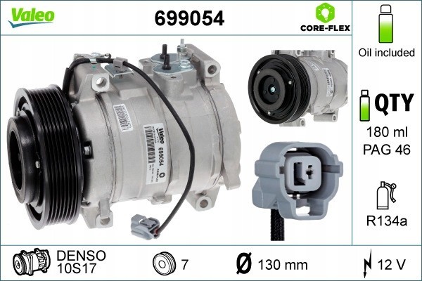Compressor air conditioning VALEO 699054 Catalog number of substitutes ACAUTO AC 01KE007 ACAUTO AC 03XX04 ACAUTO AC 03XX07 ACAUT
