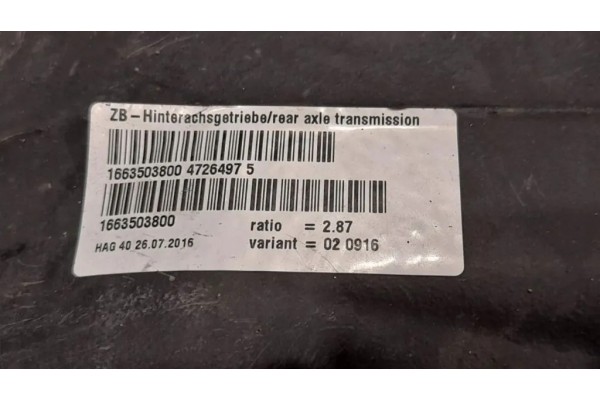 Rear reducer MERCEDES BENZ GLE W166 287 2 14L diesel 150kW 2016 Catalog number of substitutes 1663503800