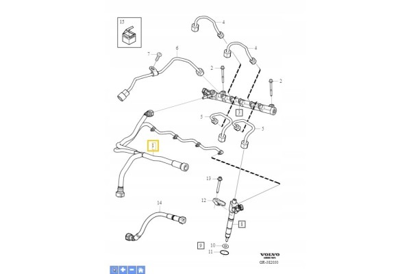 INJECTION FUEL LINE VOLVO S60 S90 V40 V60 V90 XC40 XC60 XC90 31452374 Catalog number of the part 31452374